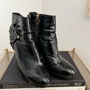 Tory Burch Glossy Black Ankle Booties